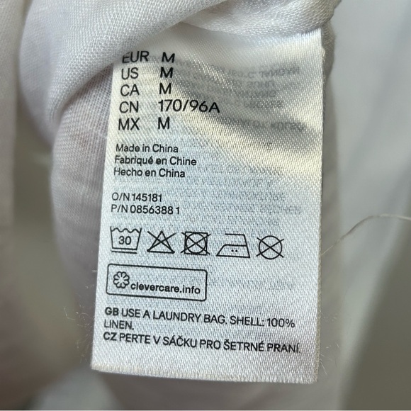 Johanna Ortiz H&M White Linen Shirt Dress Button Up Womens M Minimalist Pockets - Picture 14 of 16